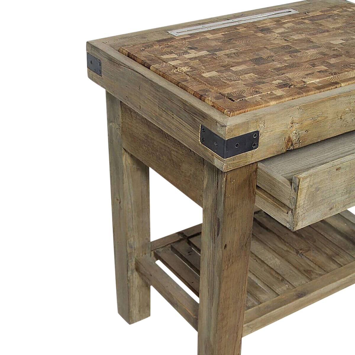 Meuble bas de cuisine en bois recyclé GARANCE bois clair, MADE IN MEUBLES
