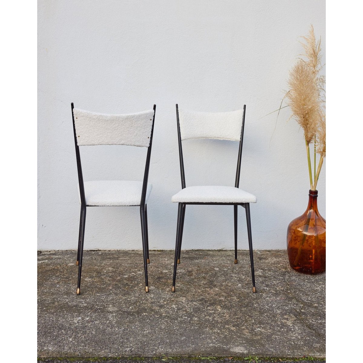 Paire de chaises en métal Alma N°1048 - Bon état blanc, DEBONGOUT