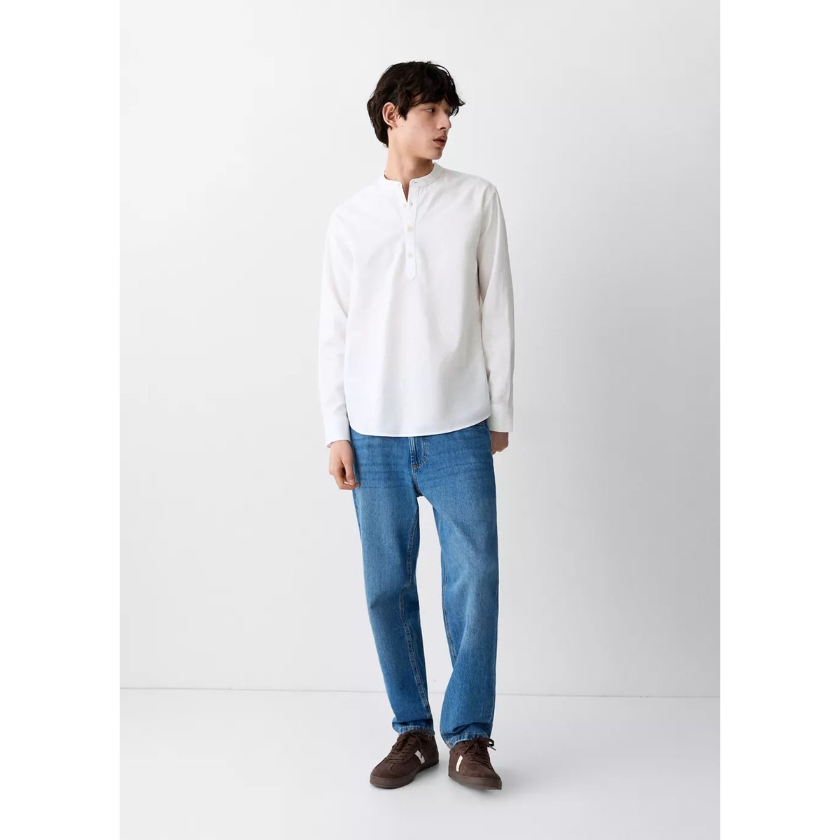 Chemise lin col officier blanc, MANGO TEEN