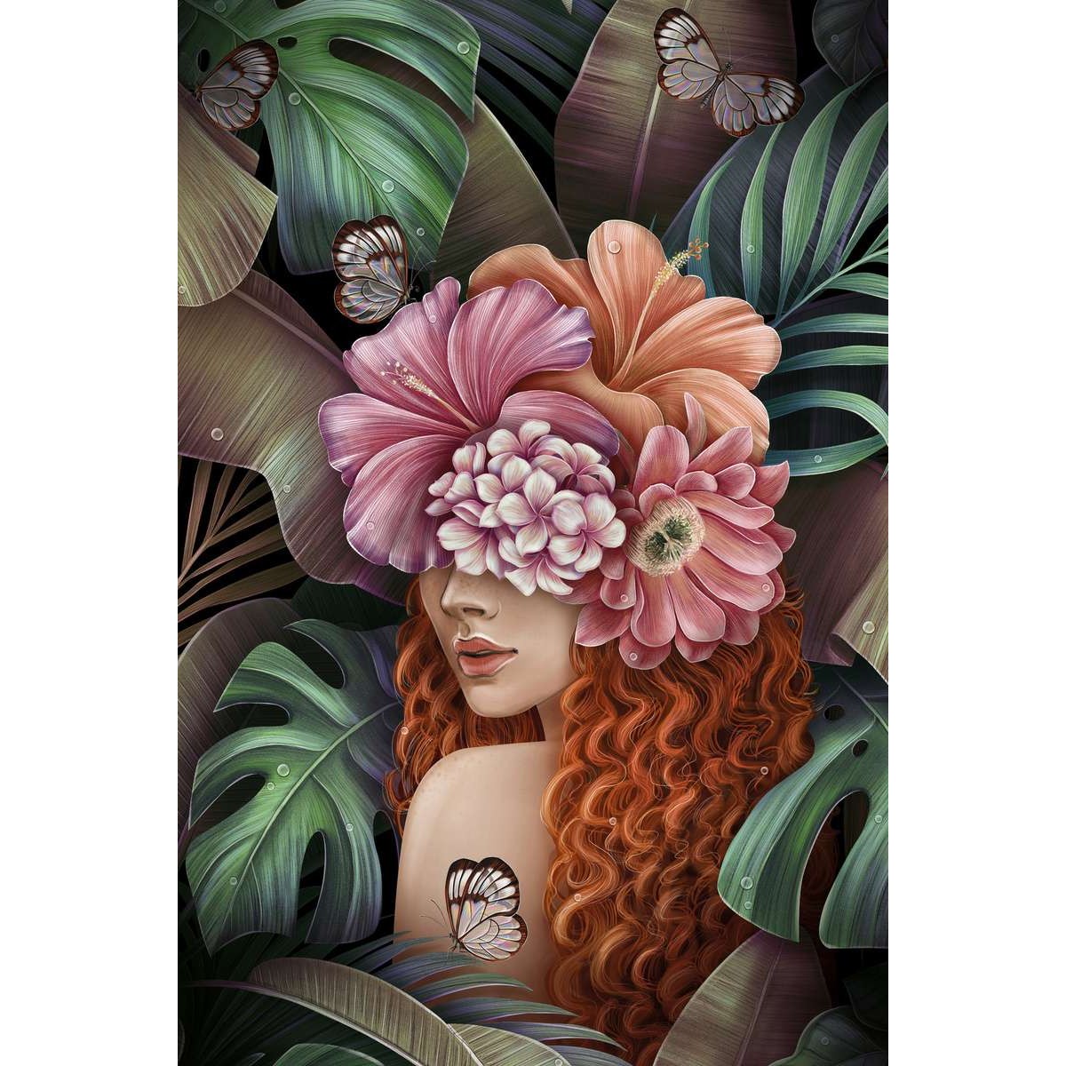 Tableau Mural Femme Nature ILLUSTRATION tableau en verre synthétique, CEANOTHE