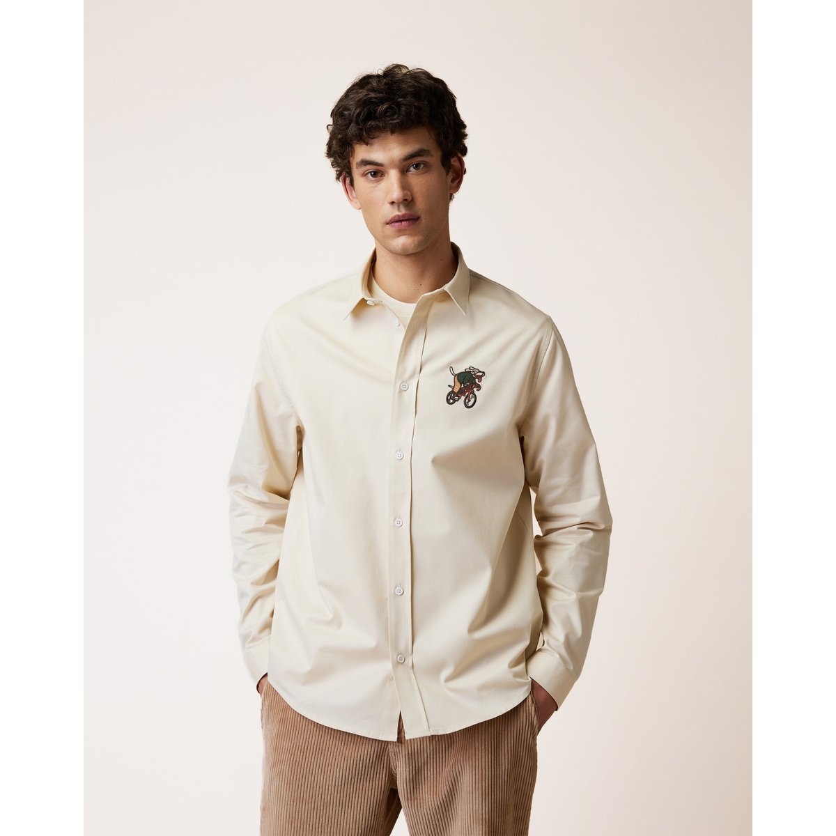 Chemise en tissu sergé écru, FAGUO