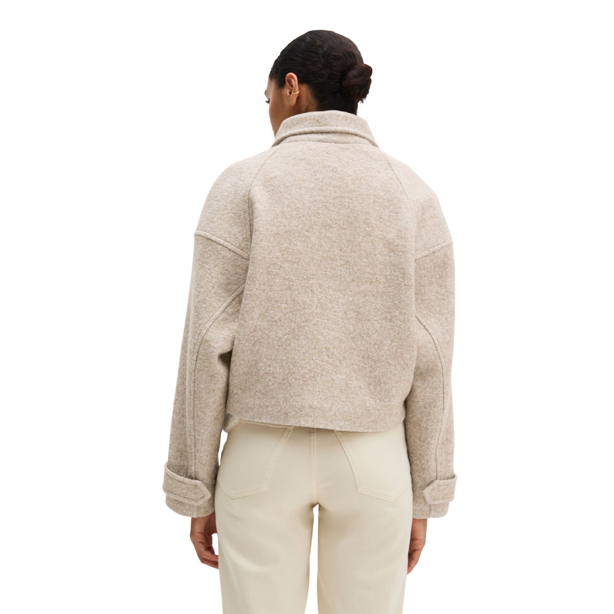 Veste d'extérieur courte en laine bouillie mélangée beige, MARC O'POLO