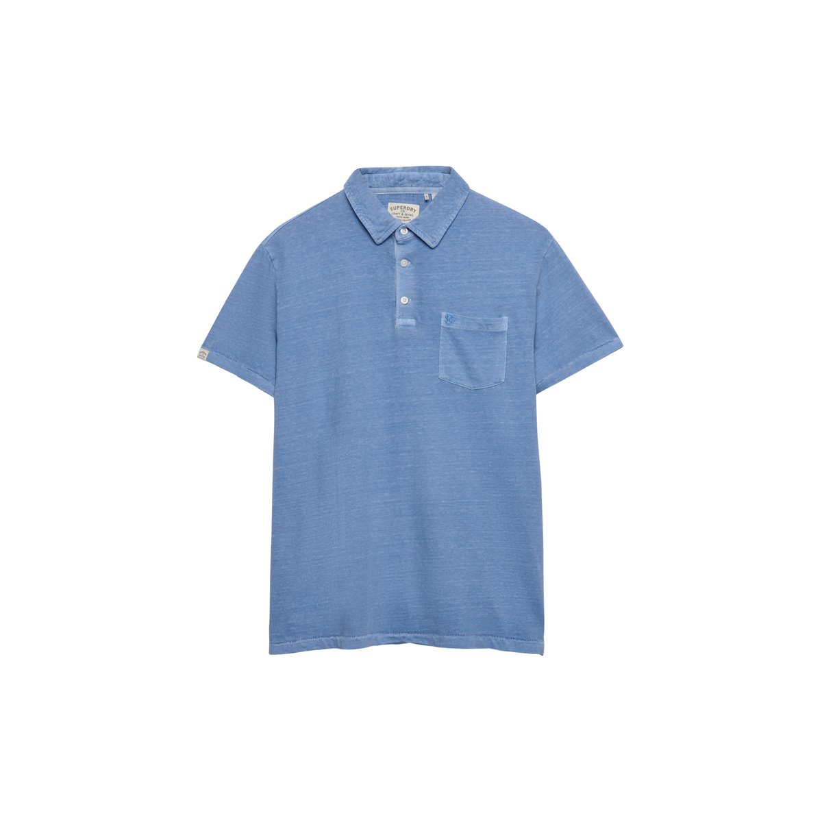 Polo en coton et lin classique bleu vif, SUPERDRY