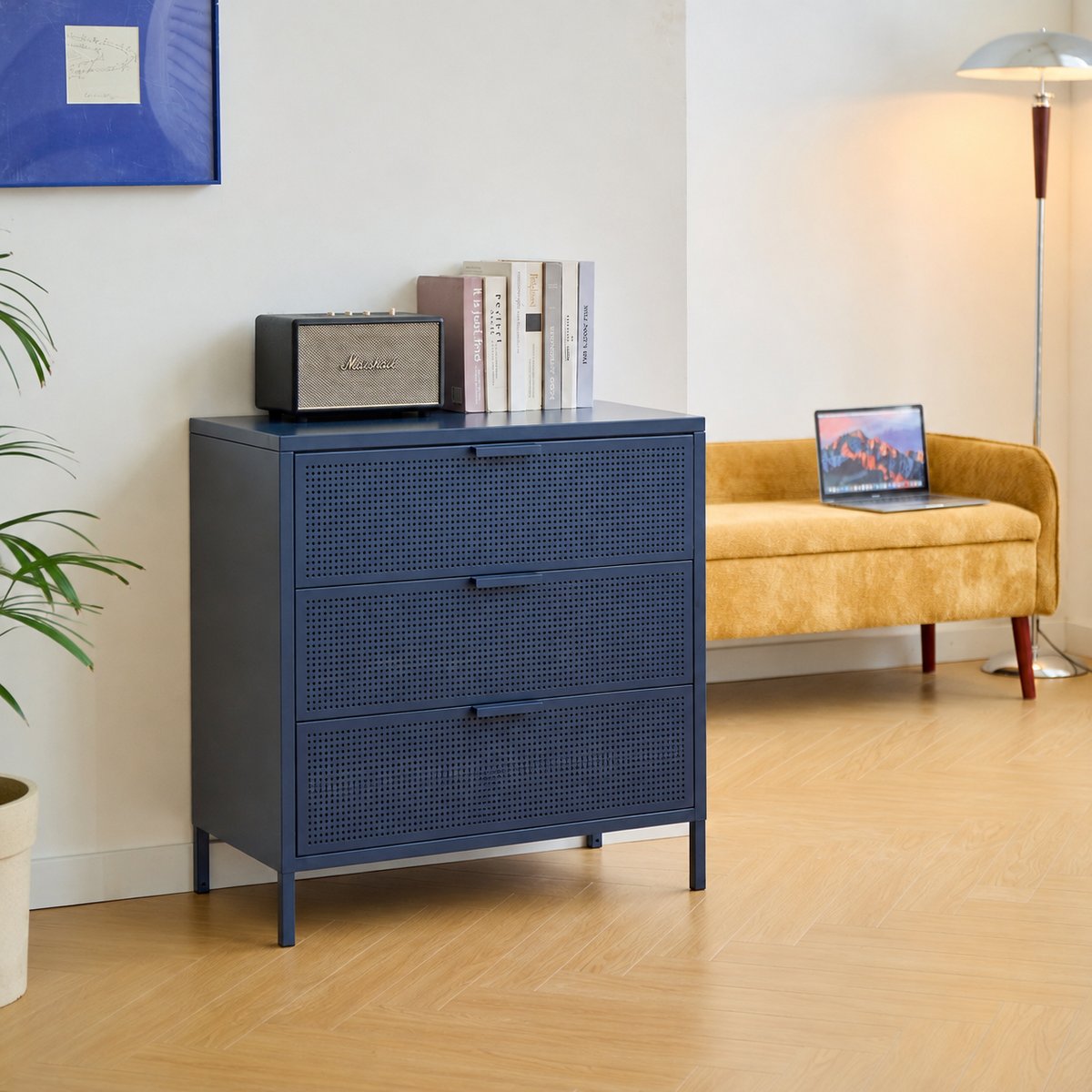 Commode 3 tiroirs, métal, JOEN bleu, NORDLYS