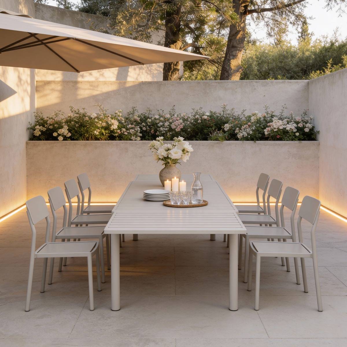 Table de jardin en aluminium KAÏA marron, MADE IN MEUBLES