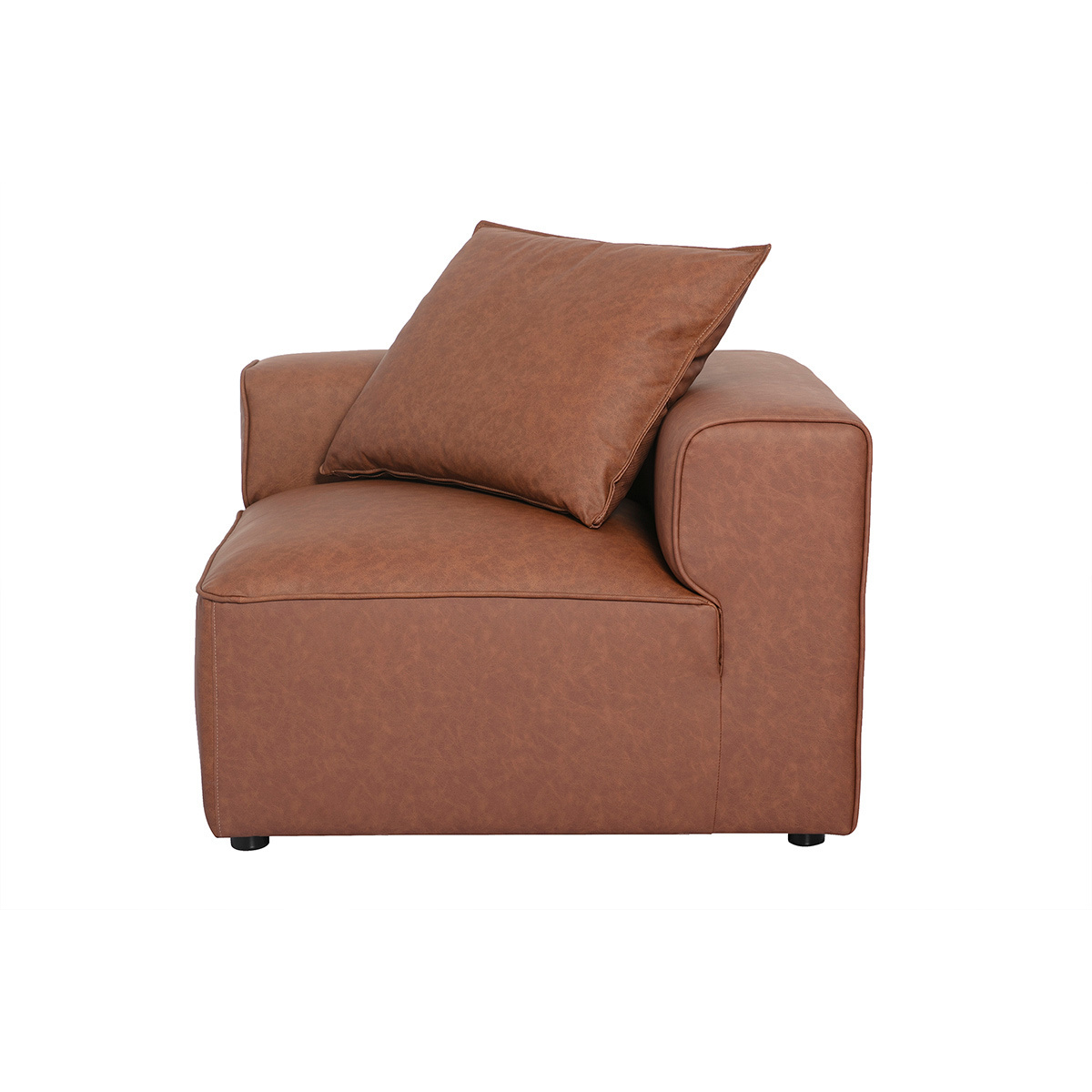 Module d'angle droit pour canapé en cuir marron FERGUS marron, MILIBOO