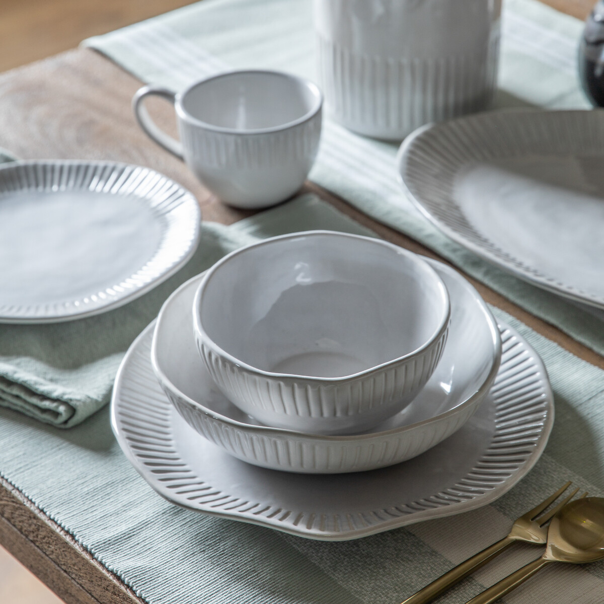 Set of 4 Harville Ridged Mugs cream, ÉDITÉ