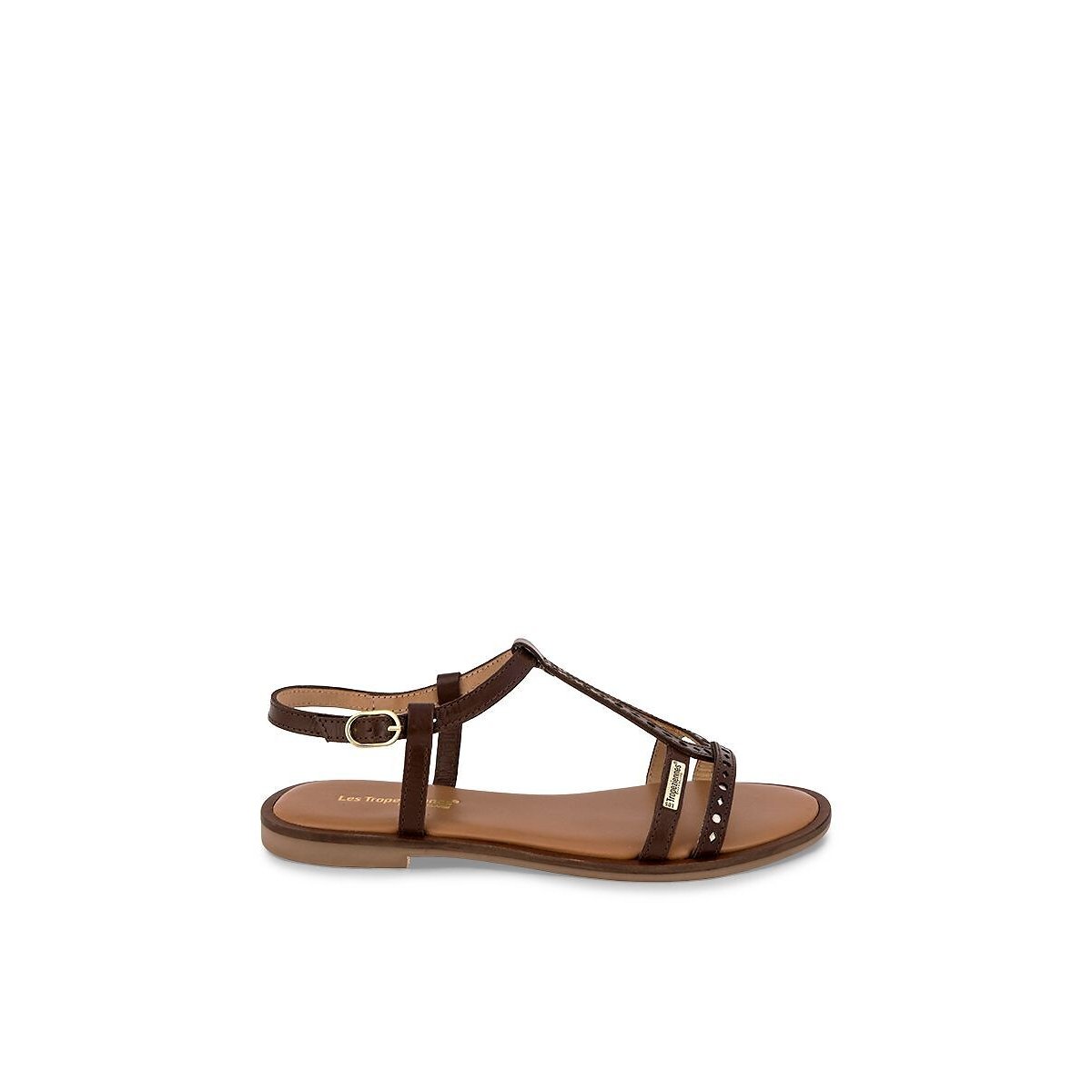 Platte leren sandalen Helectra chocolade, LES TROPEZIENNES PAR M.BELARBI