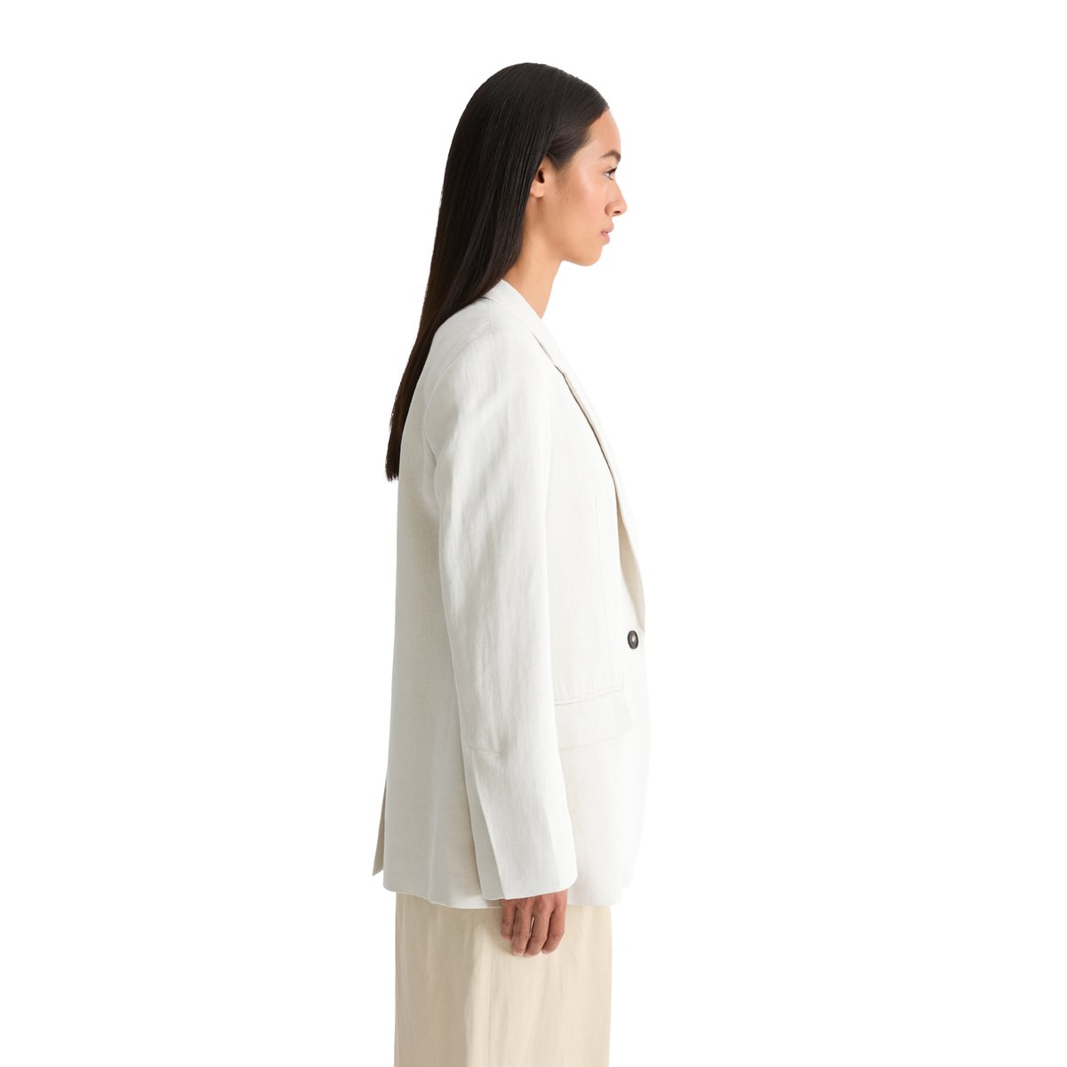 Blazer en forme en mélange viscose-lin beige, MARC O'POLO