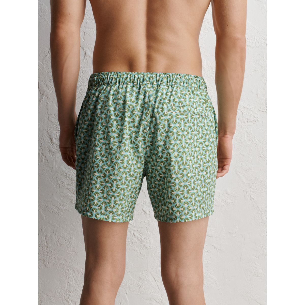 Short de bain à imprimé géométrique signature vert, NEXT