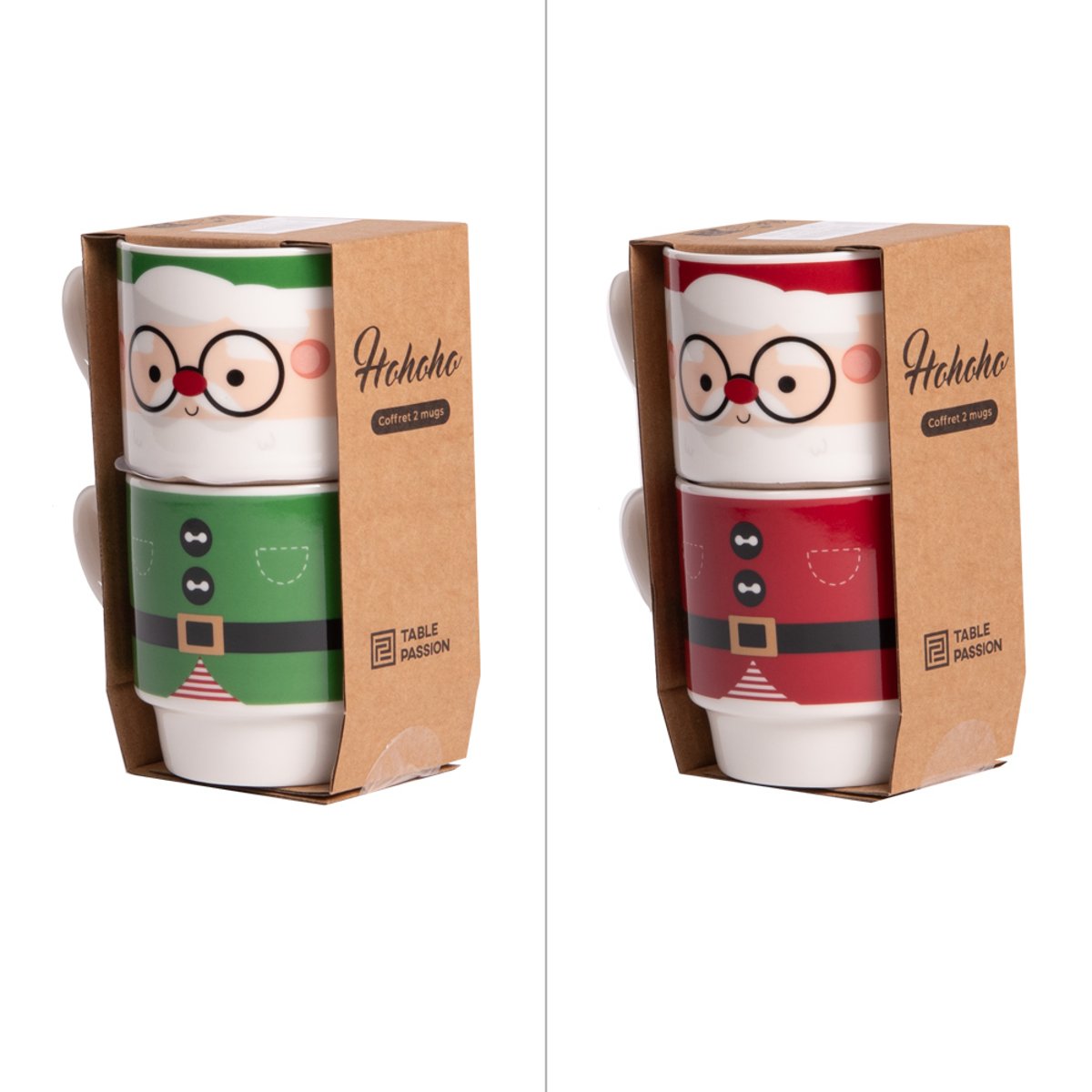 Coffret 2 mugs Hohoho multicolore, TREND'UP