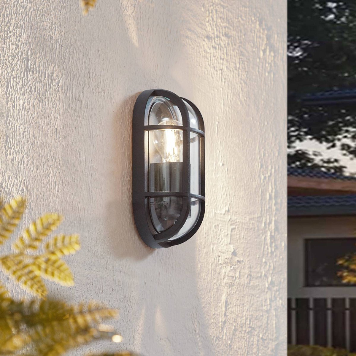 Applique extérieure en aluminium, Serine noir, transparent, LUCANDE