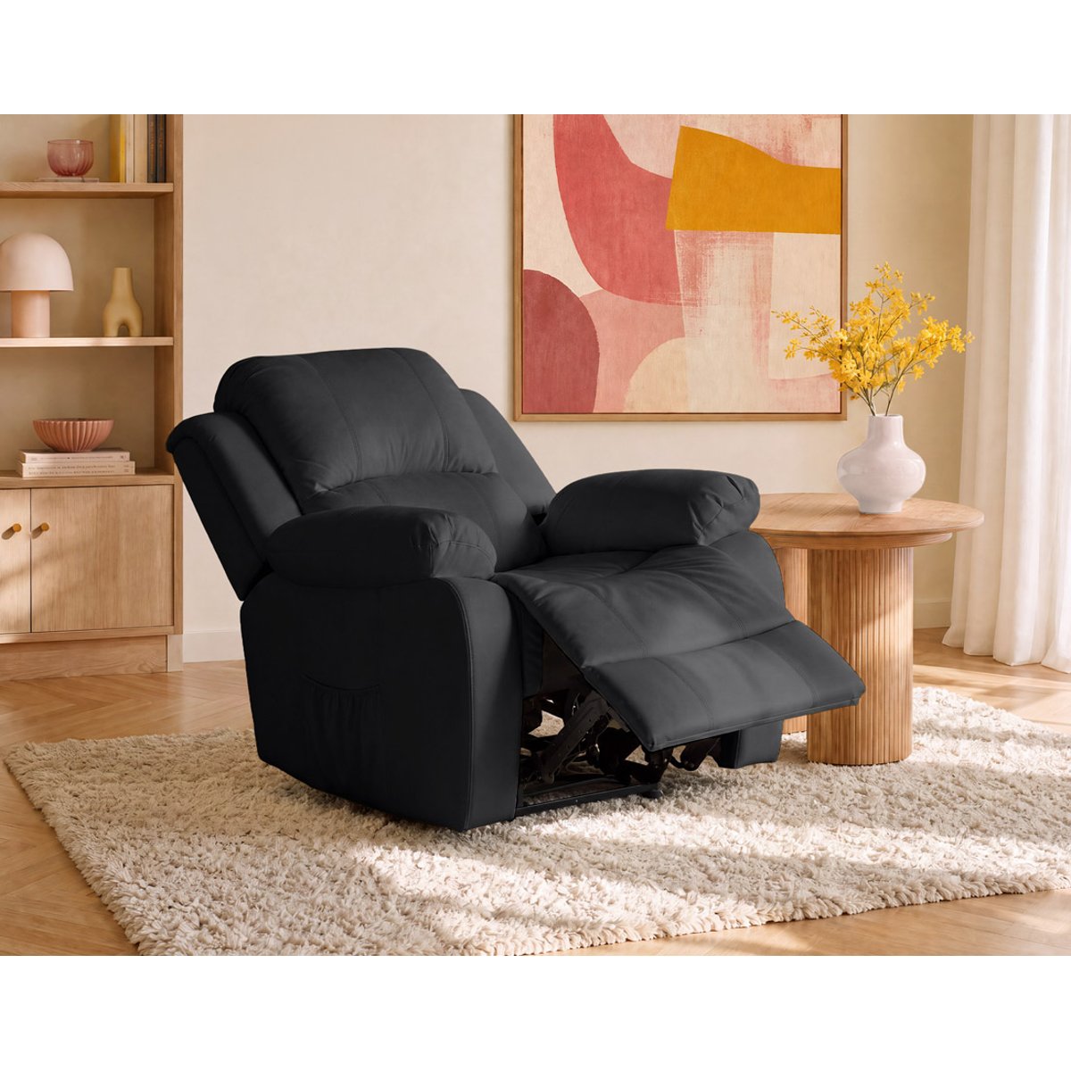 Fauteuil relax électrique en simili, ARMAND noir, BEST MOBILIER