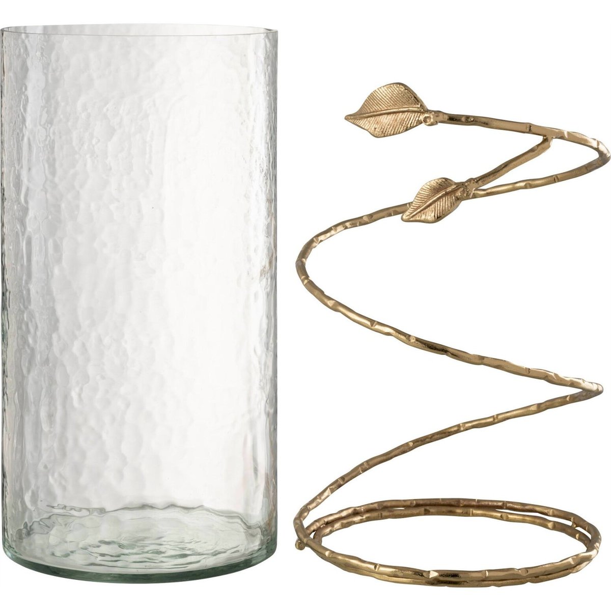 Vase feuille en verre et métal transparent et doré, RECOLLECTION