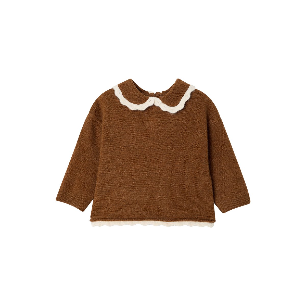 Pull col claudine marron, VERTBAUDET