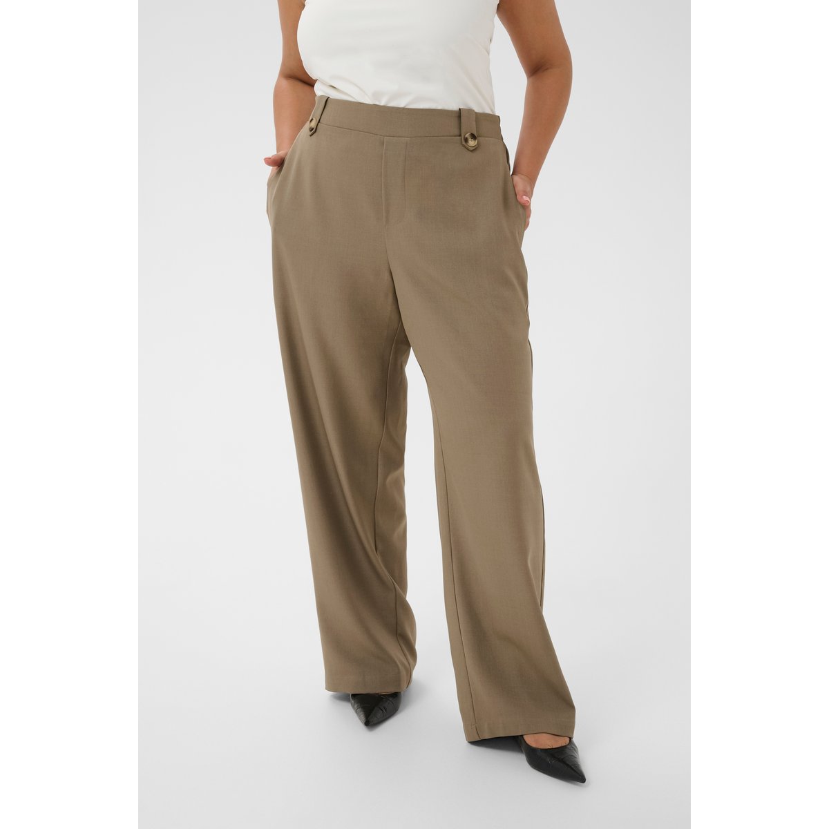 Pantalon casual beige brindle, KAFFE CURVE