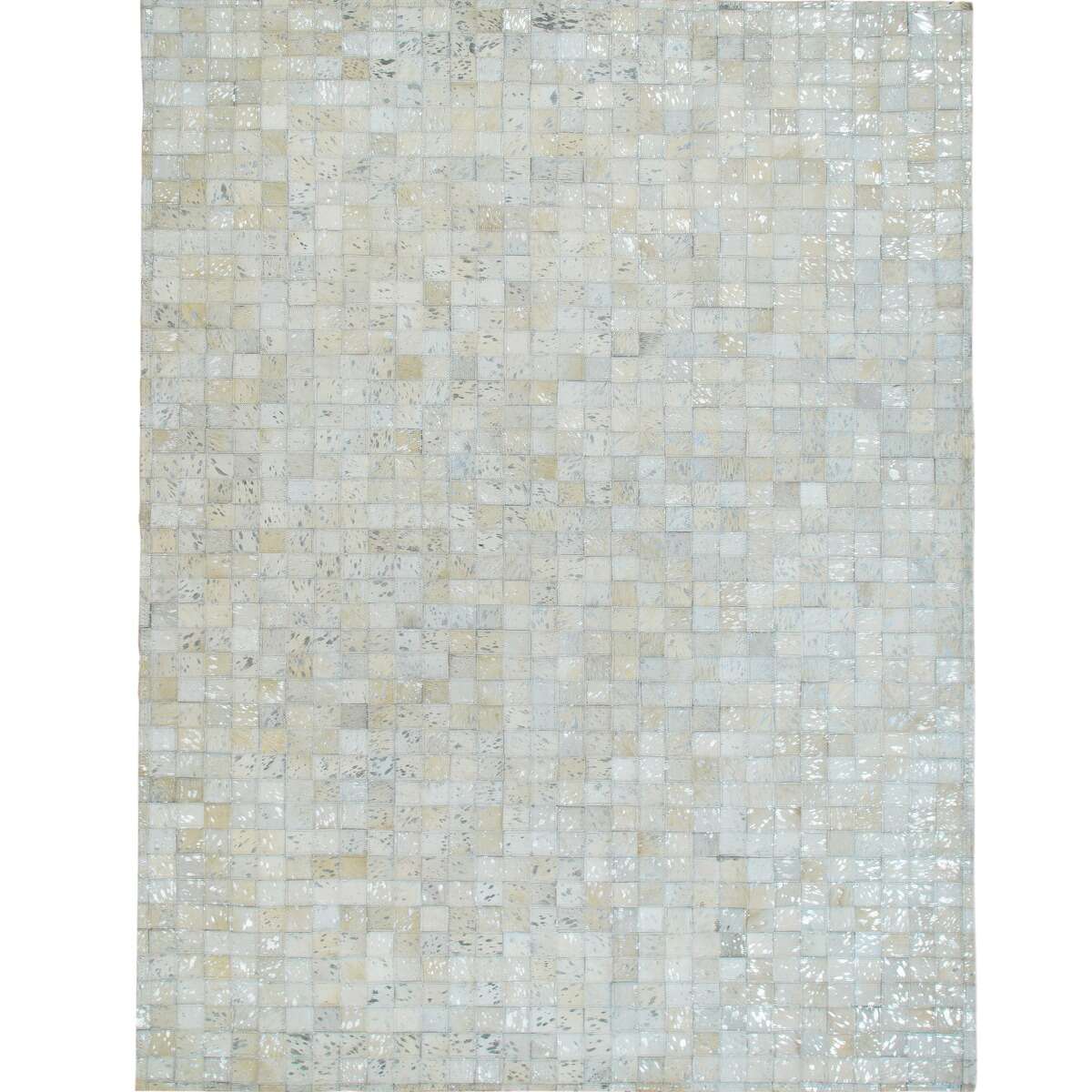 Tapis en cuirs recyclés et é CUIR MOZAIQUE METAL SILVER blanc, argenté, THE DECO FACTORY