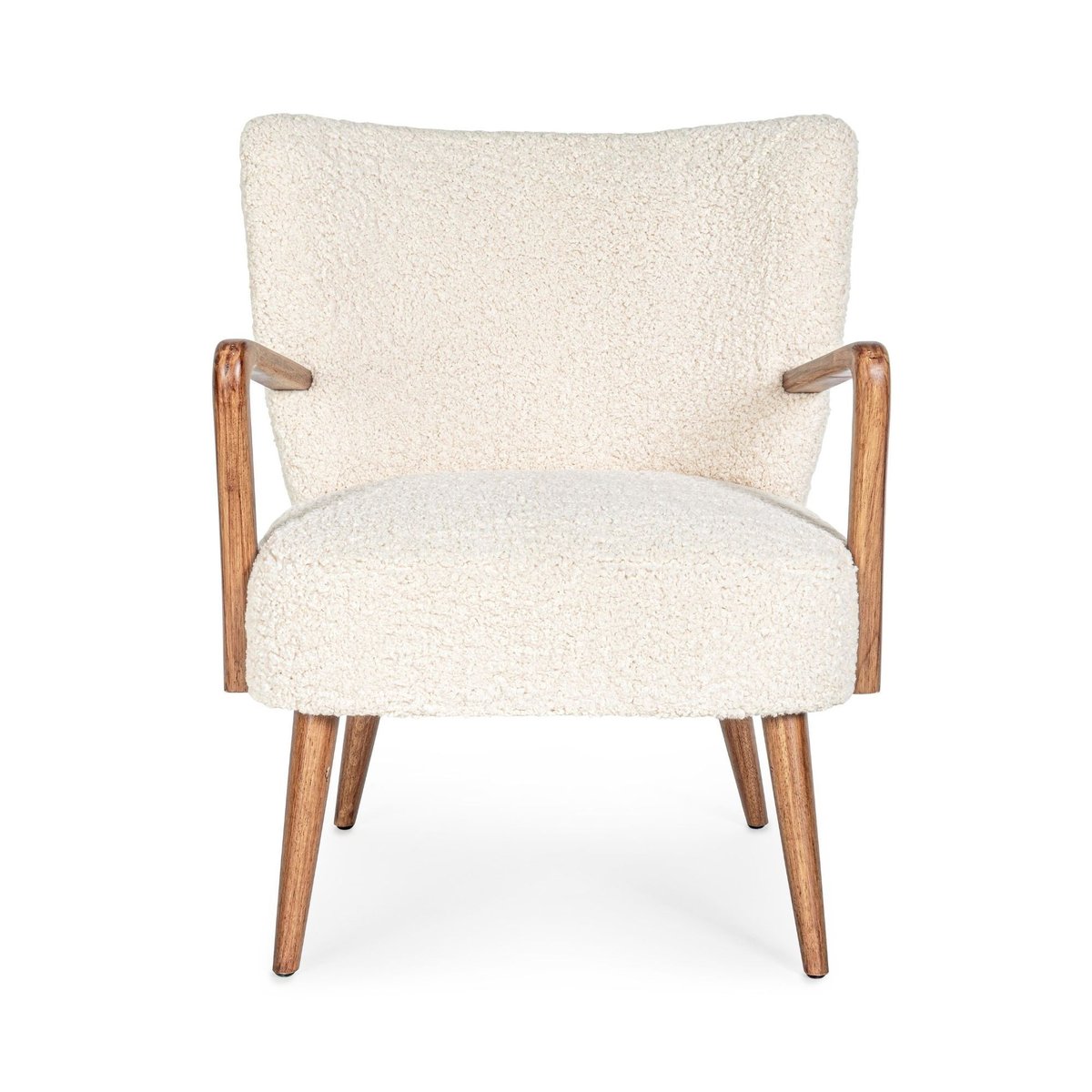 Fauteuil crapaud à accoudoirs en tissu peluche - JIM blanc, HELLIN, DEPUIS 1862