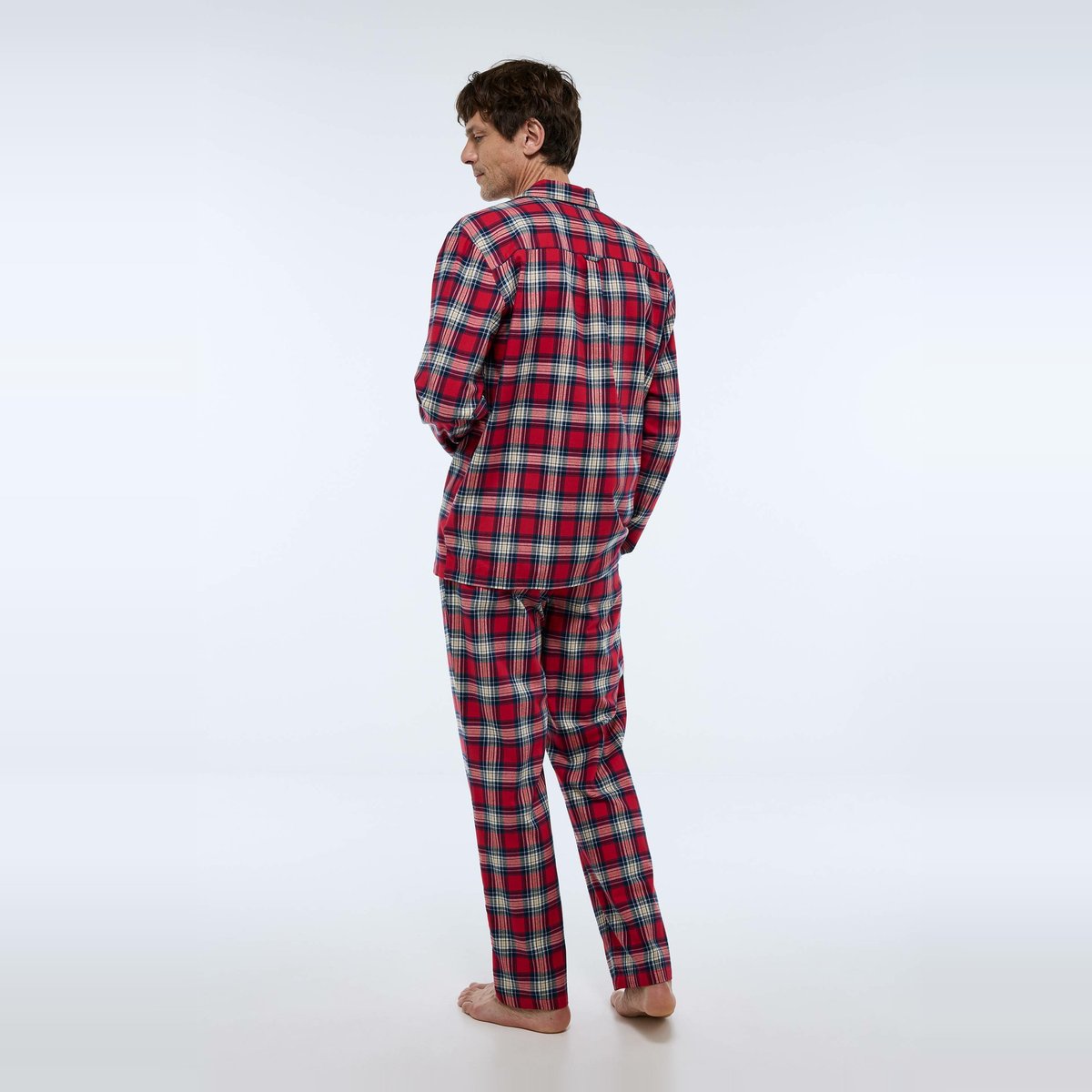 Pyjama manches longues et pantalon en flanelle. rouge, MONOPRIX