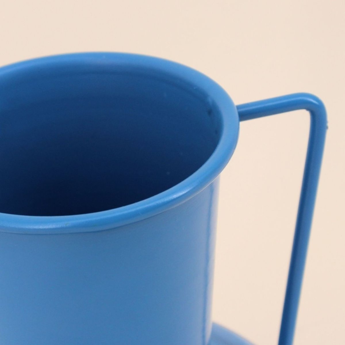 Vase en métal avec anse, H17cm bleu, ORNAMI