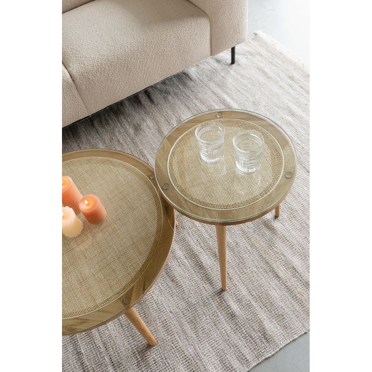 Table basse design ronde en bois, L., HARU bois, BOITE A DESIGN