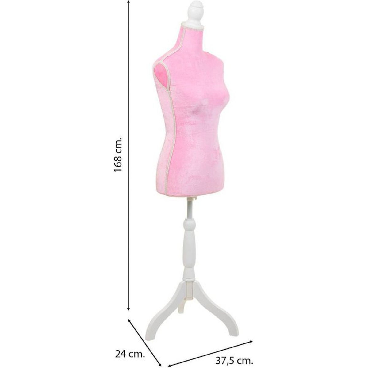 Mannequin de couture en bois et velours rose velours pastel, RECOLLECTION