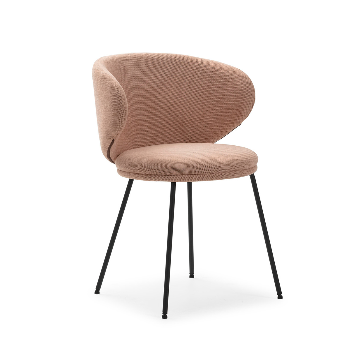 Lot de 2 chaises en tissu avec pieds en métal noir L60 cm - RUSH rose clair, CALICOSY