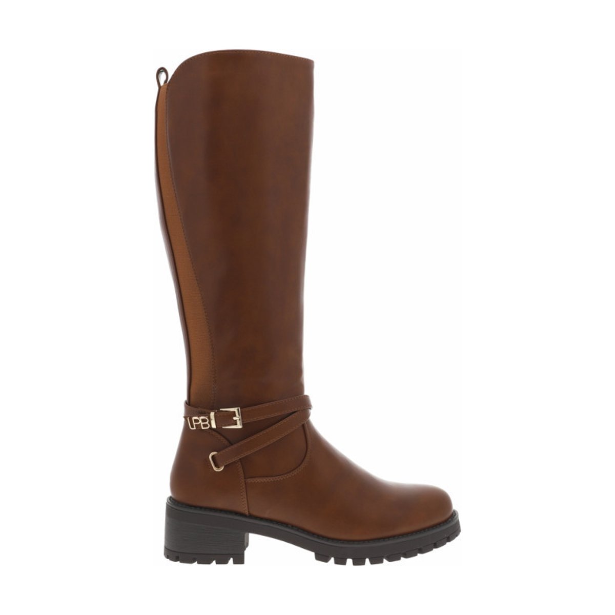 Bottes noires pourvue d'une fermeture zippée et de liens décoratifs camel, LPB Les P'tites Bombes