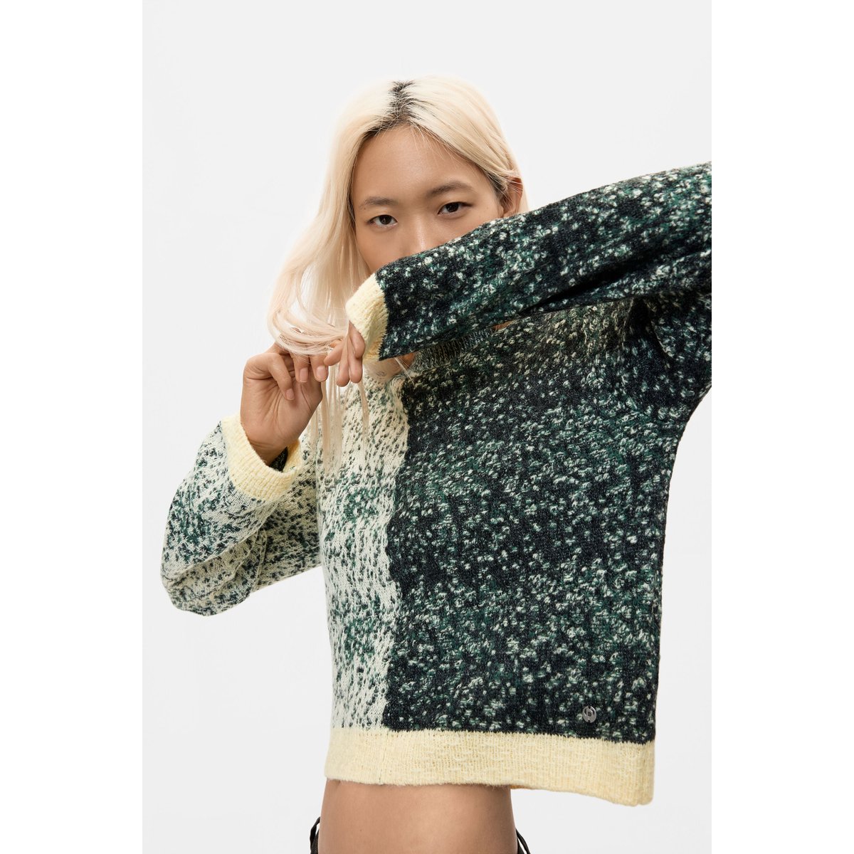 Pull en grosse maille vert, DESIGUAL