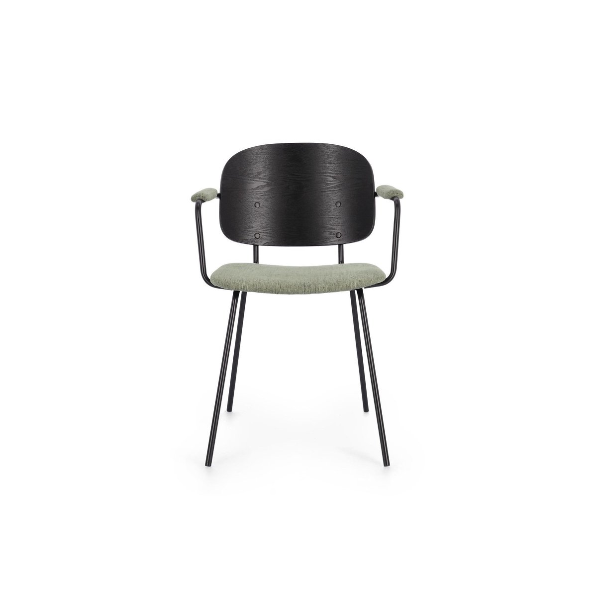 Chaises de salle à manger en bois accoudoirs tissu (lot de 2) - JADE vert, HELLIN, DEPUIS 1862