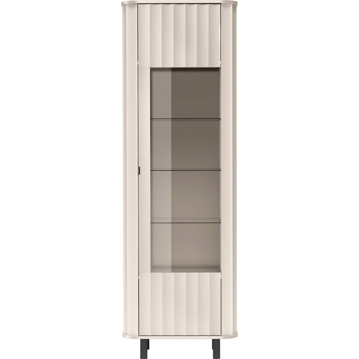 Vitrine haute 1 porte collection NOVADO cachemire mat et noir mat, RECOLLECTION