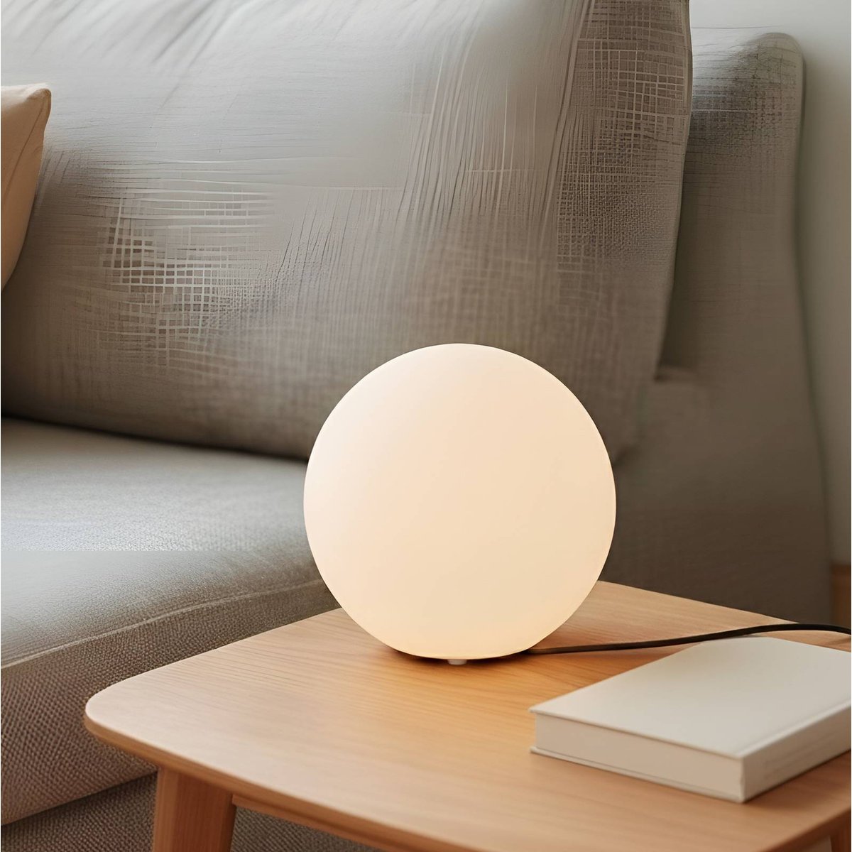 Lampe à poser en verre moderne, Marike blanc, LINDBY