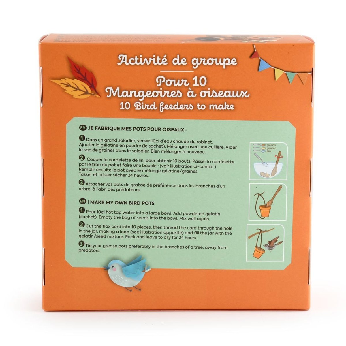 Coffret DIY - 10 mangeoires à oiseaux orange, RADIS ET CAPUCINE