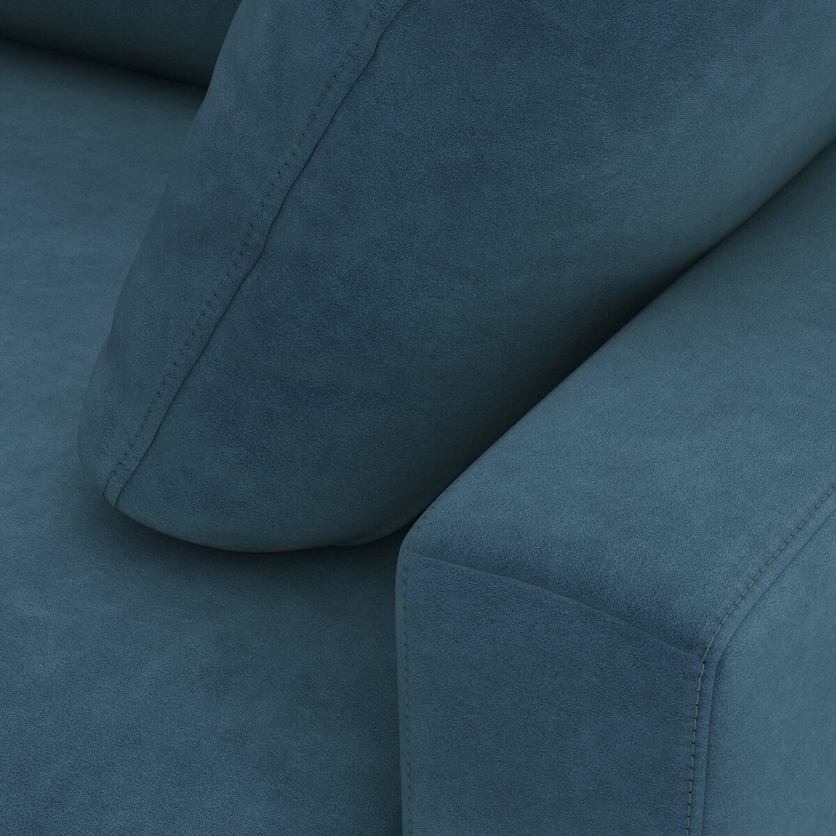 4-Sitzer-Ecksofa TIMOR mit Schlaffunktion, Velours, Schaumstoff porzelanblau, LA REDOUTE INTERIEURS