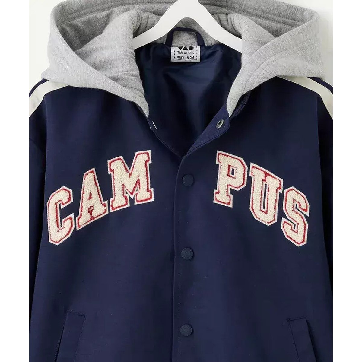 Blouson style Teddy à capuche bleu marine, TAPE A L'OEIL