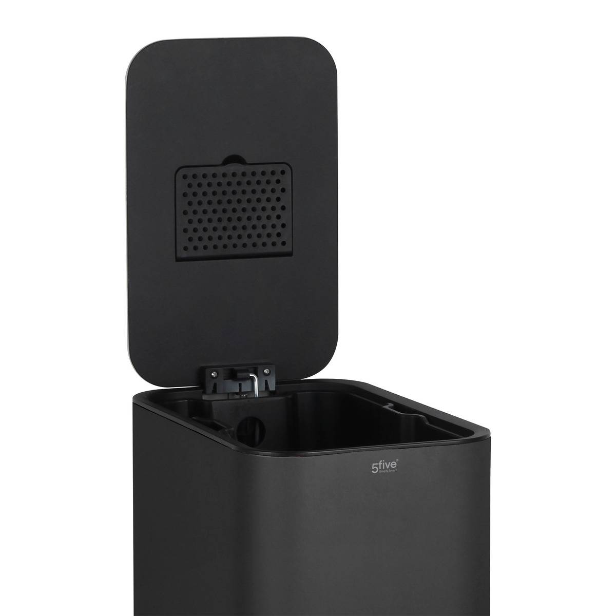 Poubelle slim rectangulaire à pédale en acier DELTA noir, 5FIVE SIMPLY SMART
