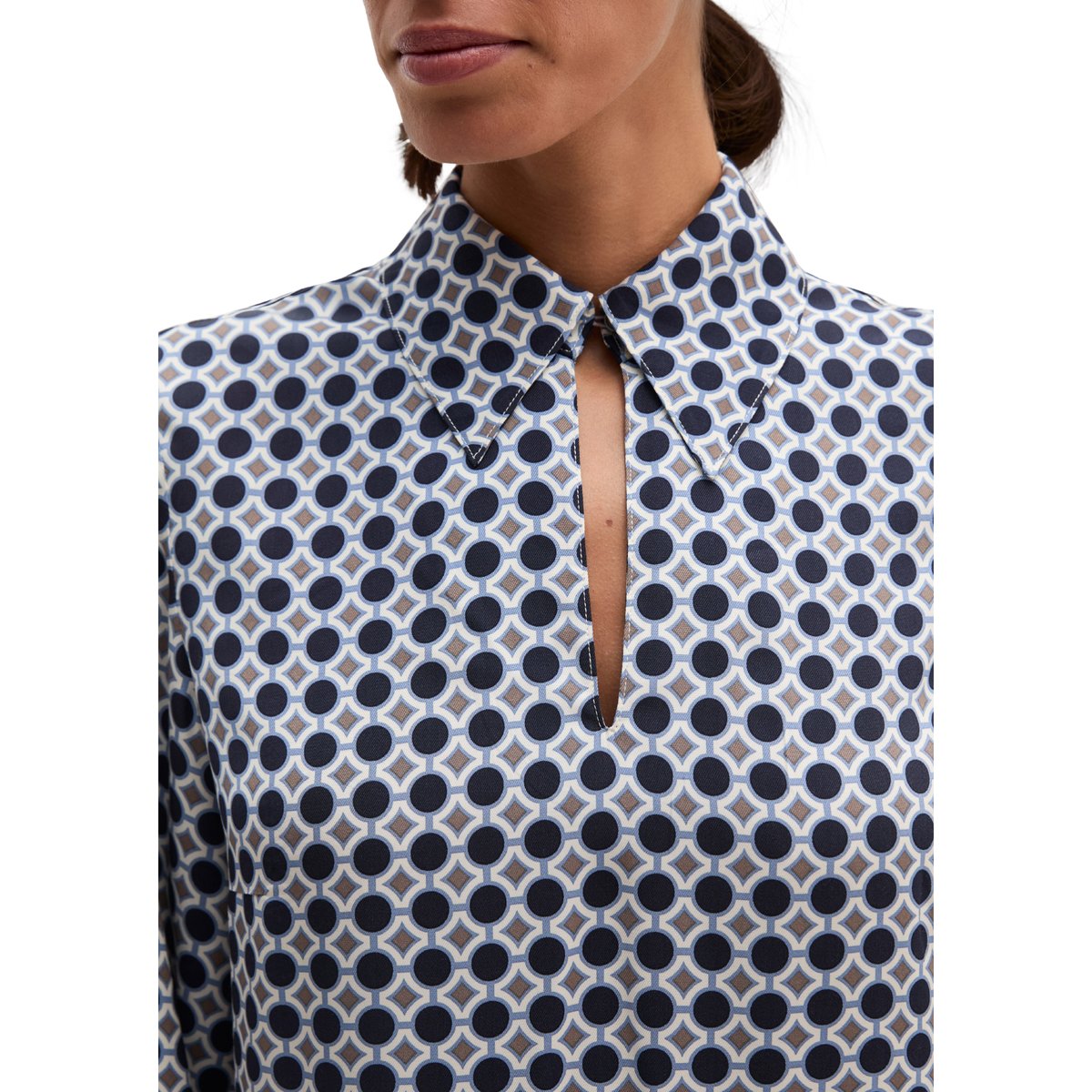 Robe imprimée coupe classique en twill de viscose de qualité supérieure bleu, MARC O'POLO