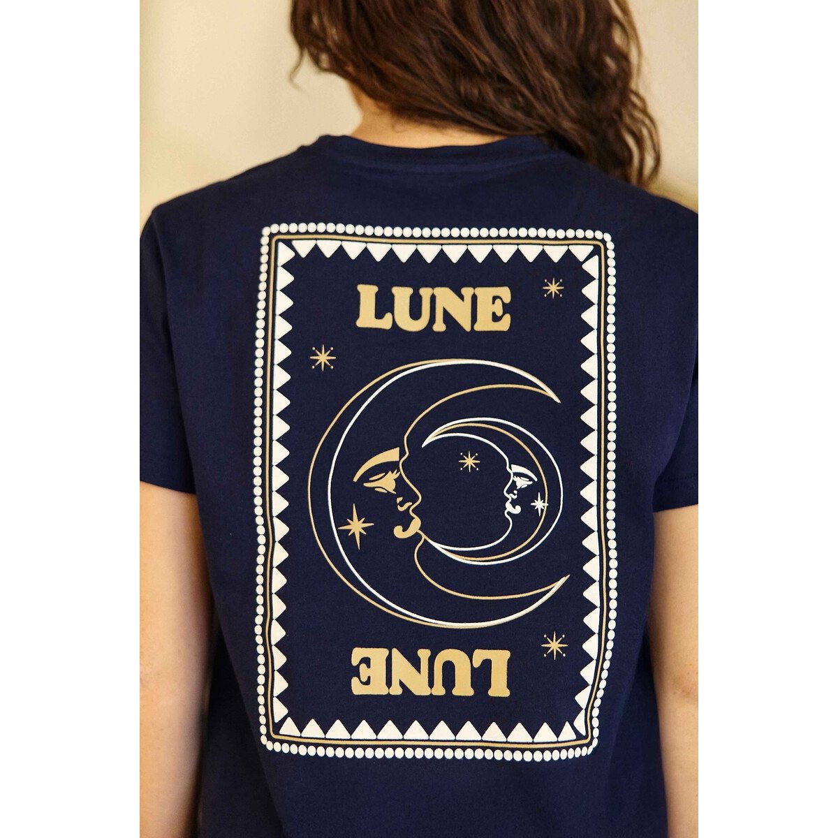 Toon T-Shirt with Moon Print Front and Back navy, LA PETITE ETOILE