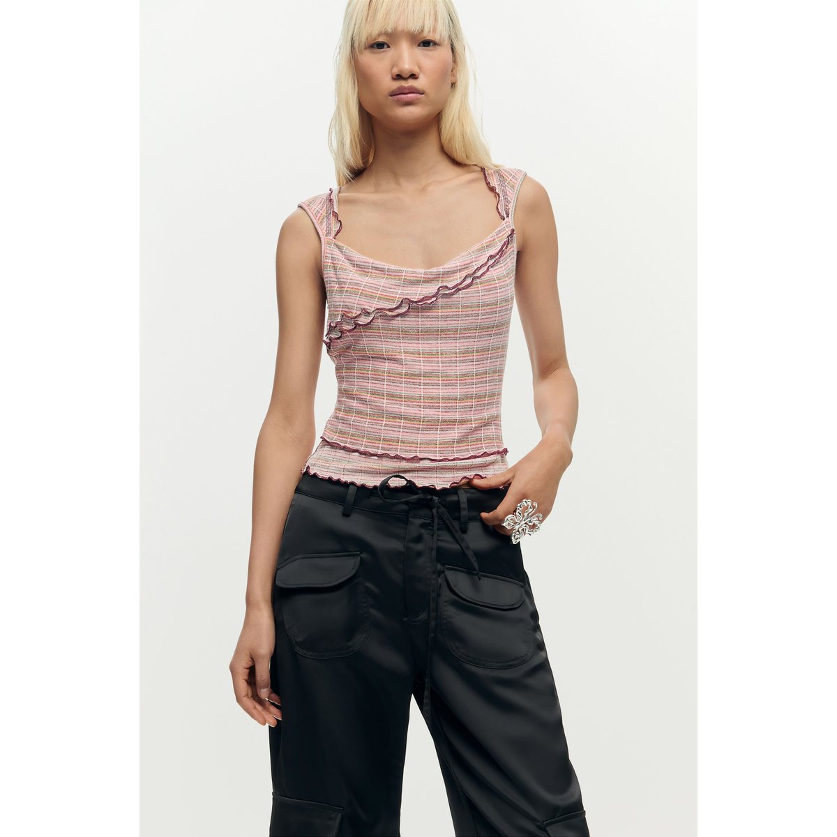 Pantalon long satiné noir, DESIGUAL