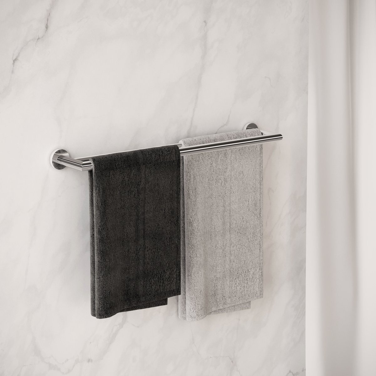 Porte Serviette Double mural avec vis ou adhésif KUBIC COOL chrome, COSMIC