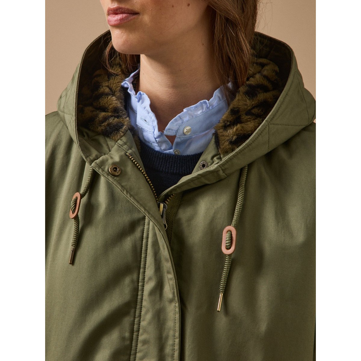 Parka mi-longue doublée imitation fourrure vert olive, CYRILLUS