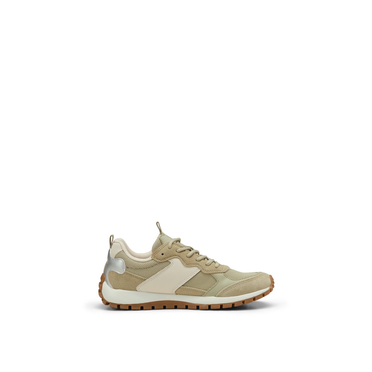 Baskets en cuir de vache noble et insert en mesh vert, MARC O'POLO