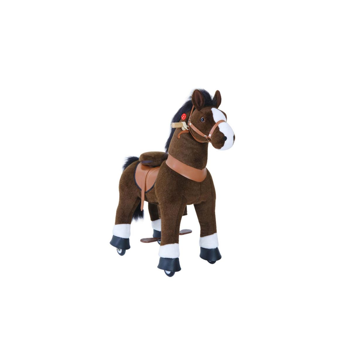Ponycycle Cheval marron chocolat avec sabot blanc, frein et son à monter Age 3-5 ans couleur unique, PONYCYCLE