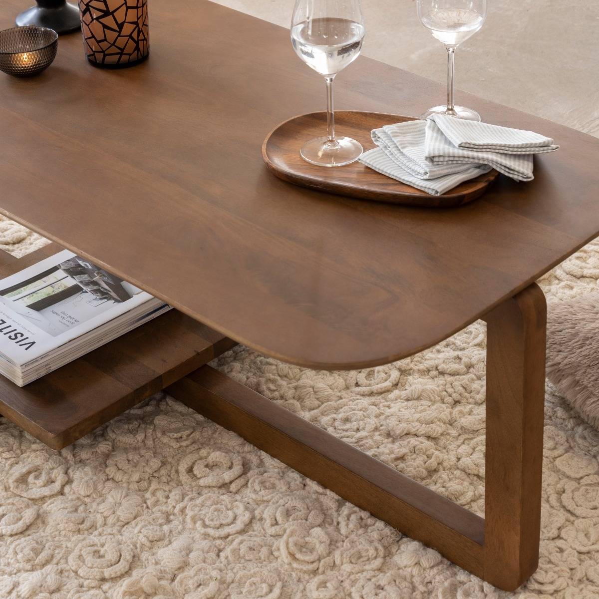 Table basse en bois de manguier ZOLA bois foncé, MADE IN MEUBLES