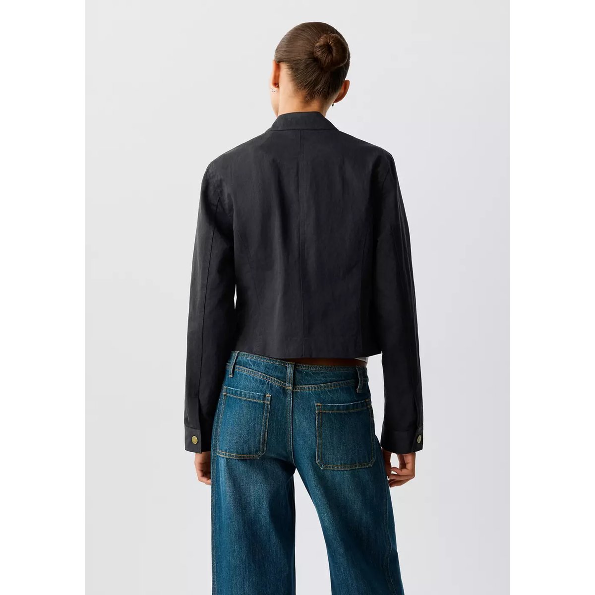 Veste boutonnée black denim, MANGO TEEN
