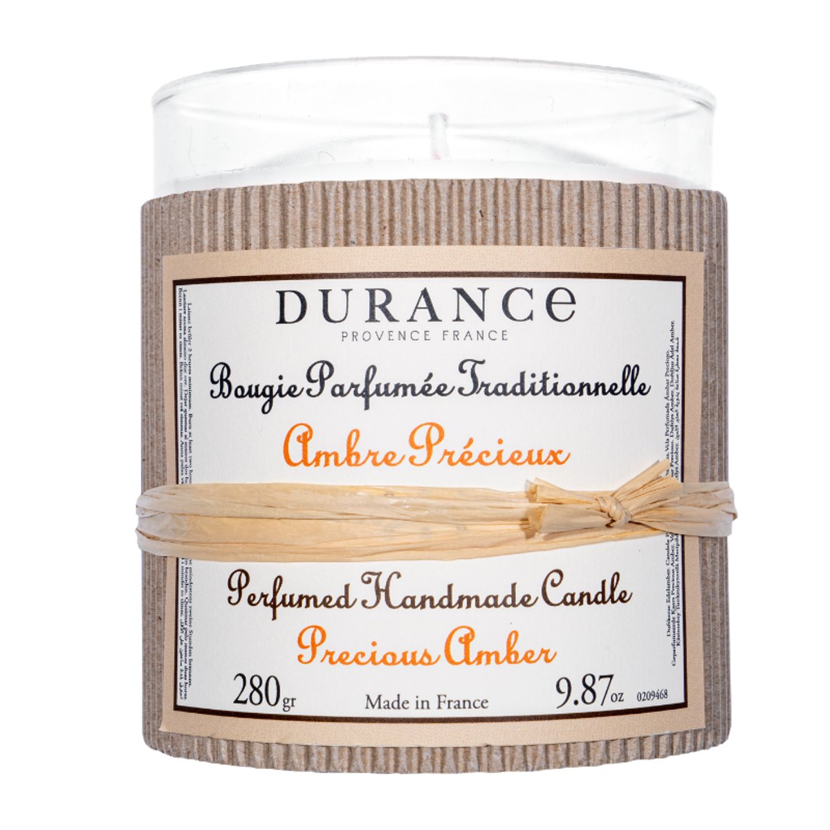 Grande bougie AMBRE PRÉCIEUX couleur unique, DURANCE