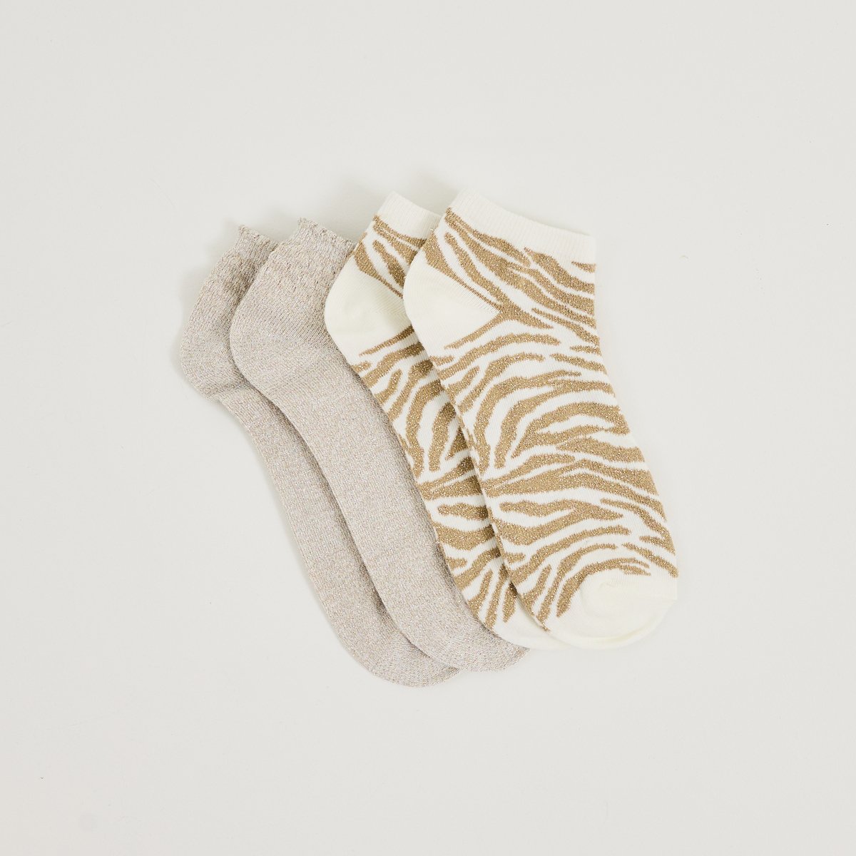 Lot de 2 paires de socquettes blanc cassé ecru, GRAIN DE MALICE