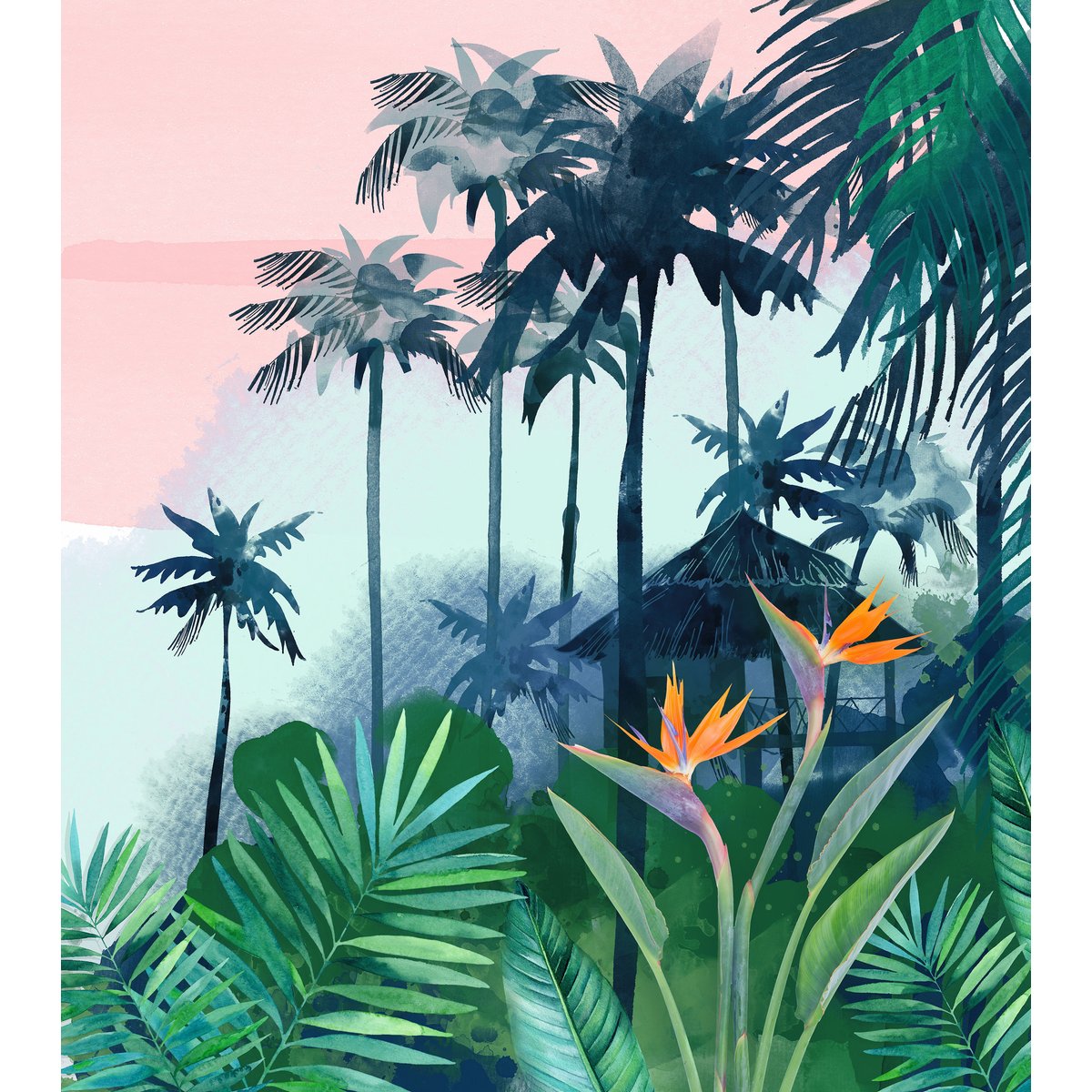 Papier peint panoramique TROPICAL MOOD multicolore, LE PAPIERS DE NINON