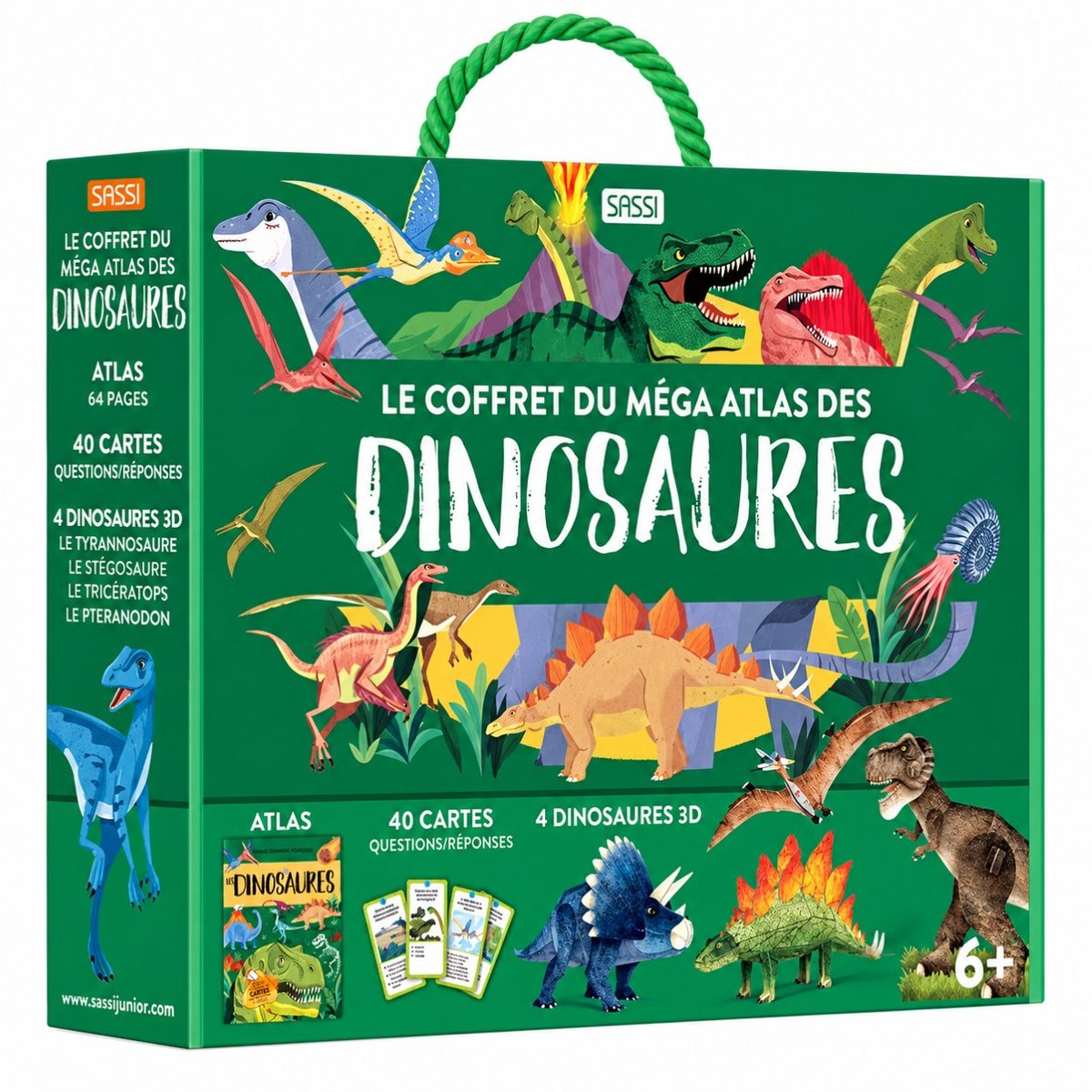 Coffret Méga Atlas des Dinosaures vert, SASSI JUNIOR