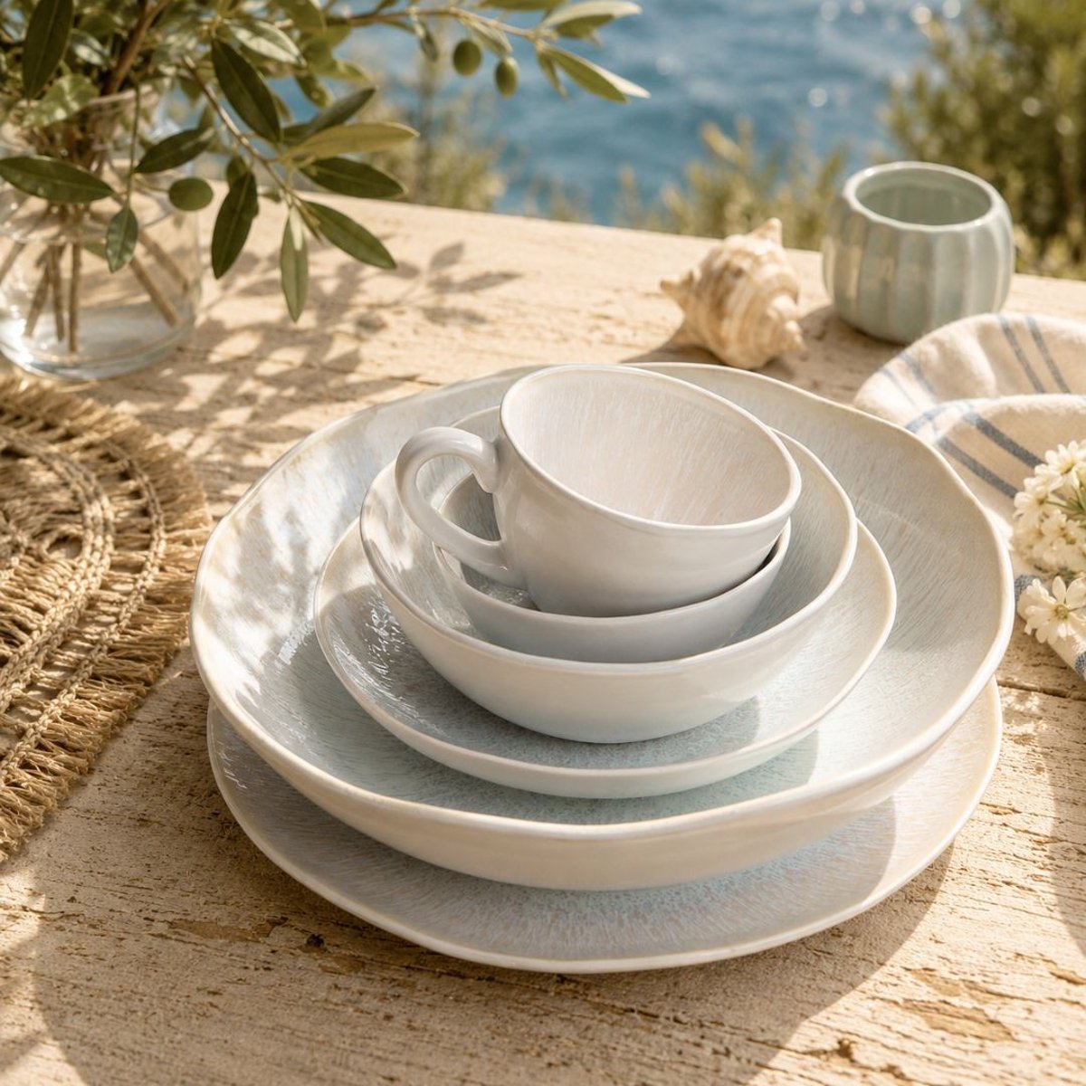 Lot de 6 petites assiettes à dessert, NUAGE gris, ARTIME